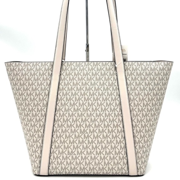 Michael Kors Pratt Large Signature Logo Tote Bag Light Cream Multi - Picture 5 of 11